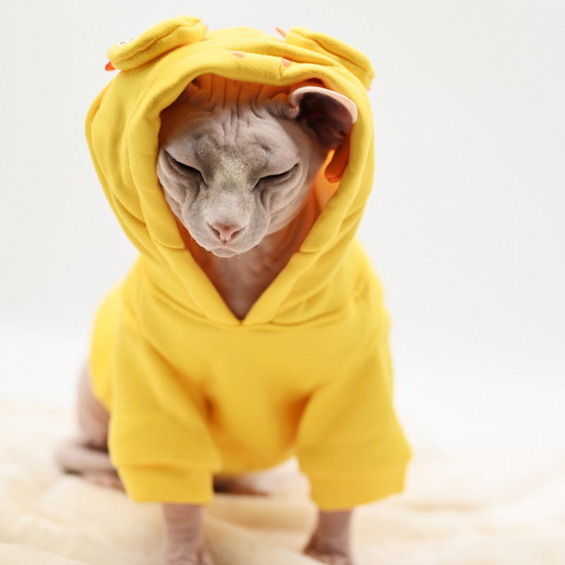 Karvutute kasside riided Devoni riided Naljakad kassipojariided Pehmed sügisene lemmikloomade juuste väljalangemise vastased kapuutsiga riided kassidele