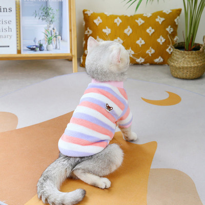 Prsluci duginih boja Prugasti pleteni kaputi Mali flis Jesen i zima Crtić Slatka mačka Odjeća Odjeća za kućne ljubimce Mali psi Kućni ljubimac
