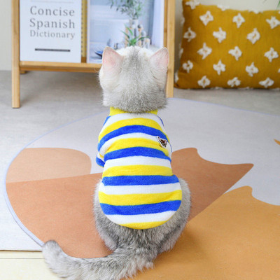 Prsluci duginih boja Prugasti pleteni kaputi Mali flis Jesen i zima Crtić Slatka mačka Odjeća Odjeća za kućne ljubimce Mali psi Kućni ljubimac