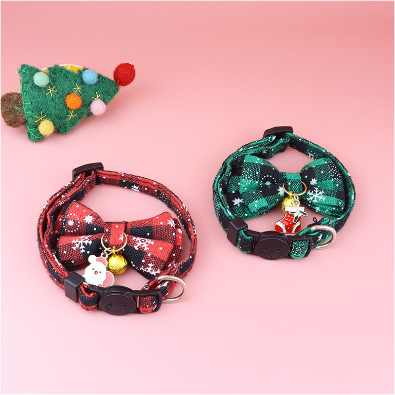 Χριστουγεννιάτικο κολάρο γάτας Μεγάλο παπιγιόν Holiday Cats Σκύλος Παπιγιόν Ρυθμιζόμενο λουρί λαιμού Φεστιβάλ καλλωπισμού κατοικίδιων για κουτάβι γατάκι Κολιέ για γάτα