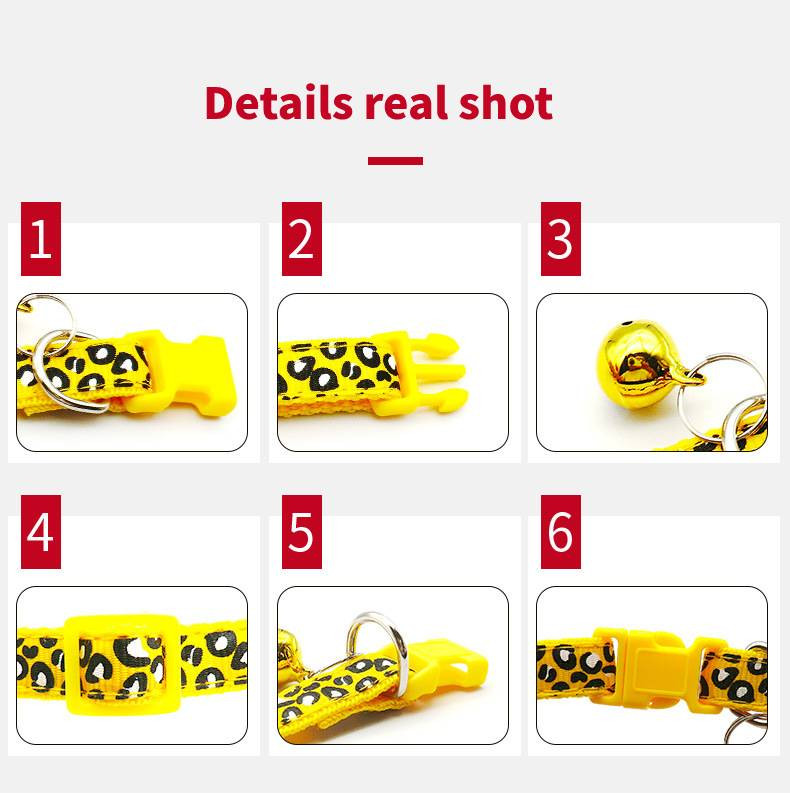 Μόδα Leopard Printing Pets Κολάρο γάτας με ρυθμιζόμενο λουρί με καμπάνες Κολιέ για κατοικίδια για Pubbies Kittens Dog Dentification Collars