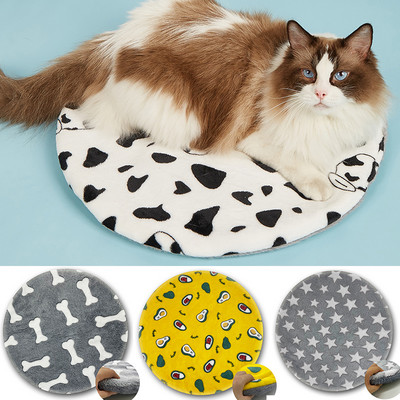 Téli kerek hálószőnyeg macskáknak kutyáknak puha kényelmes meleg takarók kiskutya cica ágy Kanapé párna Utazó kisállat autószőnyeg macska kellékek