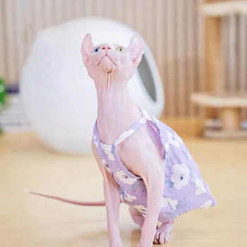 Лилави рокли за котка сфинкс Елегантни дрехи за котенца Пола с тиранти на принцеса Мек костюм на Девън Рекс Сфинкс Лято Пролет Есен