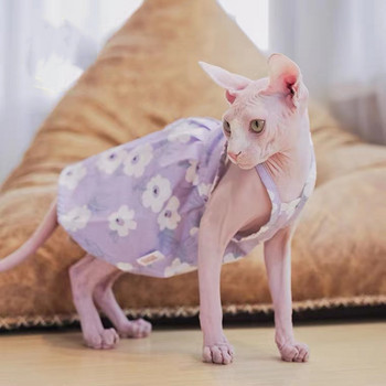 Лилави рокли за котка сфинкс Елегантни дрехи за котенца Пола с тиранти на принцеса Мек костюм на Девън Рекс Сфинкс Лято Пролет Есен