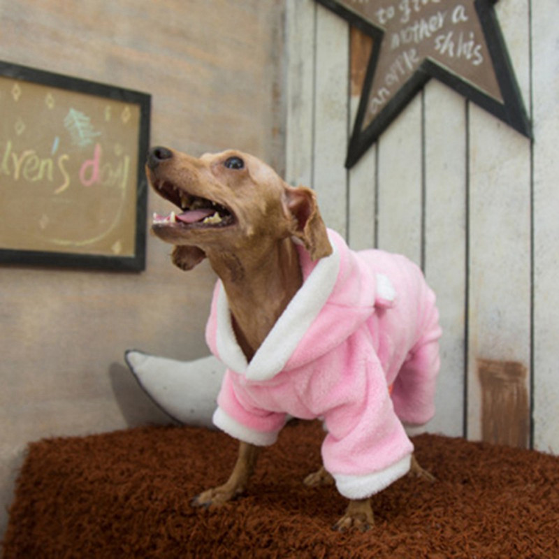 Haine pentru câini de iarnă pentru animale de companie Hanorac cald pentru câini pentru câini pisici haină drăguț iepure design jachetă fleece moale îmbrăcăminte buldog francez pentru câini