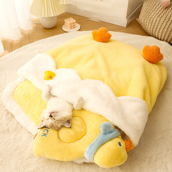 HOOPET Χαριτωμένη φωλιά γάτας πάπιας Χειμερινός ζεστός καναπές γάτας Τέσσερις εποχές Universal για γάτα κατοικίδιο κατοικίδιο γάτα κρεβάτι γάτας Υπνόσακος γάτας Σκηνή