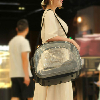 Πτυσσόμενη φορητή διαφανής τσάντα μεταφοράς κατοικίδιων σκύλων γατιών τσάντα ώμου