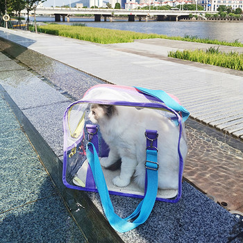 Ταξιδεύοντας λοξή τσάντα κατοικίδιων ζώων Φορητή τσάντα γάτας μεγάλης χωρητικότητας Καλοκαιρινό αερισμό Διαφανής τσάντα για κατοικίδια