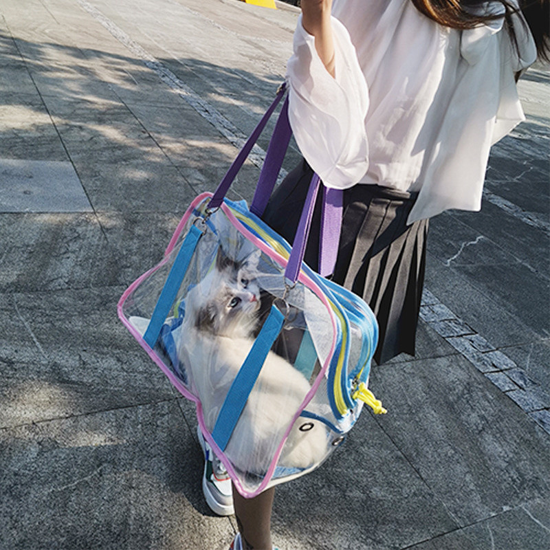 Putna kosa križna torba za kućne ljubimce, ručna torba, prijenosna torba za mačke velikog kapaciteta, ljetna ventilacijska prozirna torba za kućne ljubimce