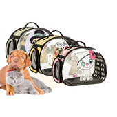 Φορητή τσάντα μεταφοράς γάτας Εξωτερική τσάντα ταξιδιού για κατοικίδια Διαφανής αναπνεύσιμη τσάντα με μοτίβο κινουμένων σχεδίων για σκύλους και γάτες