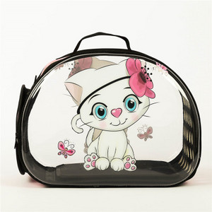 Φορητή τσάντα μεταφοράς γάτας Εξωτερική τσάντα ταξιδιού για κατοικίδια Διαφανής αναπνεύσιμη τσάντα με μοτίβο κινουμένων σχεδίων για σκύλους και γάτες