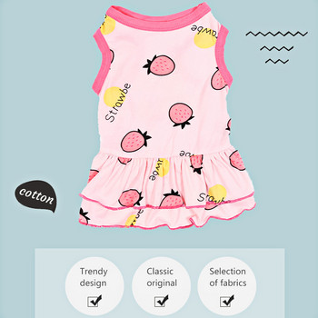 Pink Strawberry Pet Cat Dresses Кучешко облекло Floral Pola For Small Medium Dogs Dress Cherry Cat Vest Пролет Лято Pet Supples