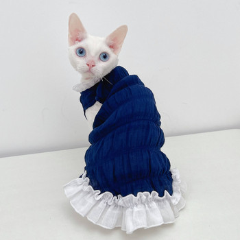 Летни тънки еластични дрехи за котки без косми Сфинкс Немска памучна жилетка климатик дрехи за слуги рокли за котки сфинкс