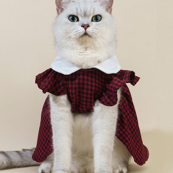 Стоки за домашни любимци Британски спретнати дрехи за двойка Котешка рокля Карирана пола Куче Рокля за домашни любимци Дрехи за домашни любимци Аксесоари за котки Инструмент за обличане на котки