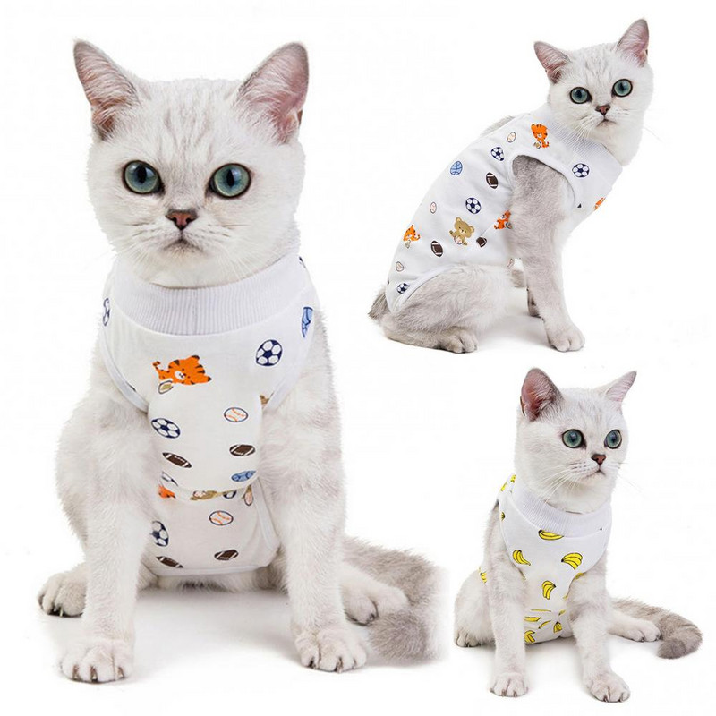 Ρούχα αποστείρωσης γάτας μόδας μετά τον τοκετό Χαριτωμένο βαμβακερό γιλέκο αντι-γλείψιμο Απογαλακτισμού κατοικίδιων ζώων Προμήθειες για σκύλους Ρούχα κατοικίδιων ζώων