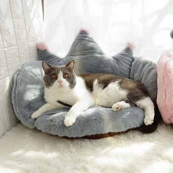 Καναπές γάτας Γάτα Χειμερινό ζεστό κρεβάτι μονόχρωμο σχήμα κορώνας Μαλακό κρεβάτι για κουτάβι Μαλακό μαξιλάρι καρέκλας γραφείου που πλένεται χοντρό καναπέ για κατοικίδια Προμήθειες για κατοικίδια