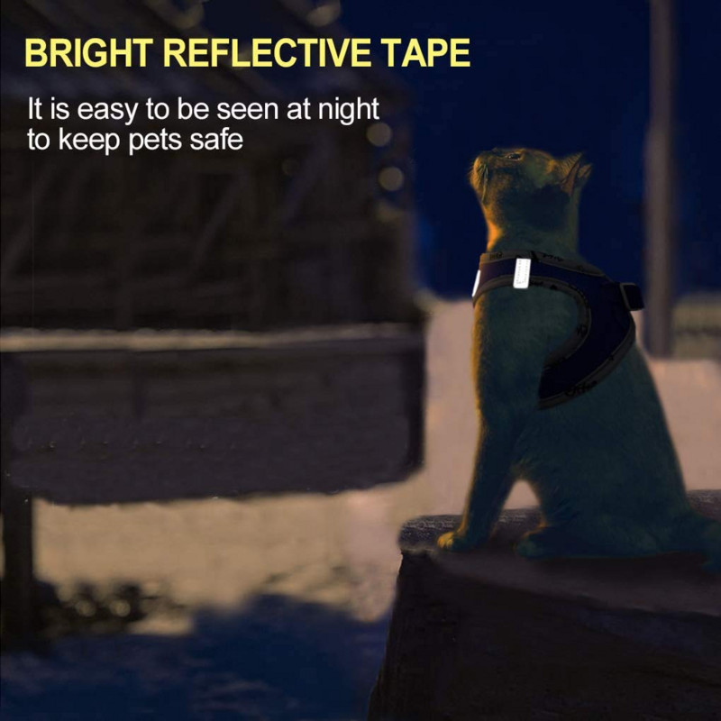Ρυθμιζόμενη ζώνη γάτας και λουρί για προστασία από διαφυγή Ρούχα κατοικίδιων για γατάκι κουτάβι σκύλους Γιλέκο Easy Control Ανακλαστικό λουρί για γάτα