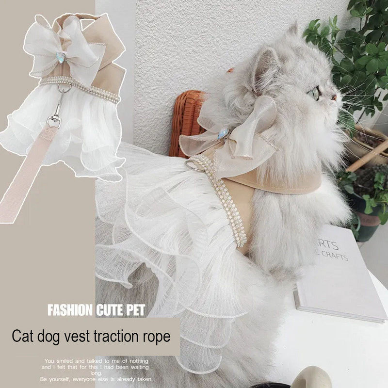 Armsad lemmikloomad kassid koerad vesti tüüpi veoköis Kassiga jalutav koer köis Rinnarihm Suur vibu Printsess Kleidid Lemmikloomatarbed