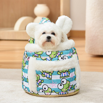 Hanpanda talvine kaasaskantav kahe õlaga 3D veekindel lemmiklooma seljakott kassipoegadele ja väikestele koertele, kristallist sametist soe ja vastupidav rinnakott