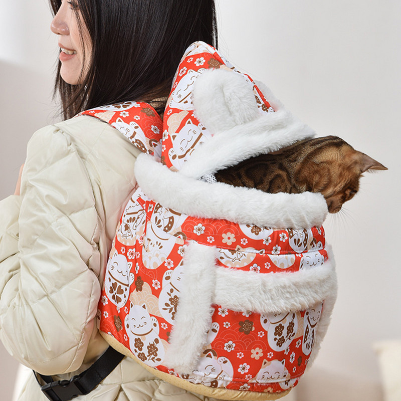 Hanpanda talvine kaasaskantav kahe õlaga 3D veekindel lemmiklooma seljakott kassipoegadele ja väikestele koertele, kristallist sametist soe ja vastupidav rinnakott