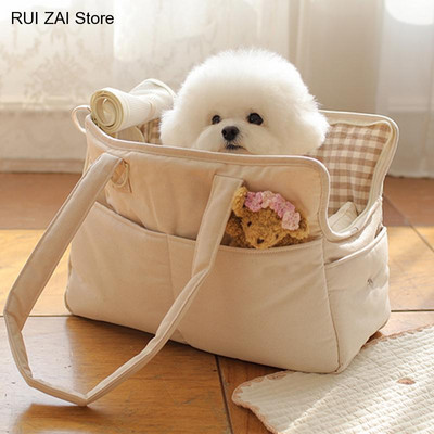 Нова чанта за кученца Преносима чанта за носене на домашни любимци Чанта за едно рамо Мат Дишаща 4 кг товар без постелка Чанта за транспортиране на открито