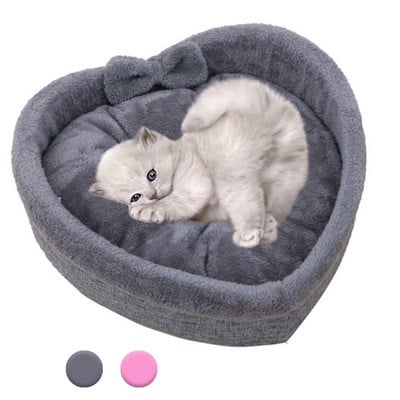Heart-Shaped Cat Dog Bed Kennel Love Pet Nest Super Soft Cotton Velvet Winter Warm Pet Cat Nest Dog Bed Pet Sleeping Supplies