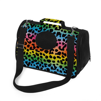 Prilagođena ruksak za nošenje mačaka Rainbow Leopard Print Torba za rame za mačke, pse, prijenosna transportna torba za kućne ljubimce Dodatak za mačke za putovanje