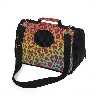 Prilagođena ruksak za nošenje mačaka Rainbow Leopard Print Torba za rame za mačke, pse, prijenosna transportna torba za kućne ljubimce Dodatak za mačke za putovanje