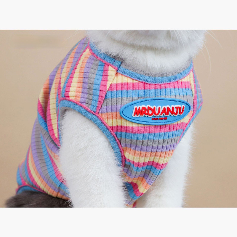 Prsluk za mačke Ljetni prozračni prsluk sa slatkim mačkama od čistog pamuka, mekana odjeća za male i srednje mačke XS-2XL