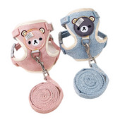 Комплект колани за котки и каишки Устойчиви на бягство кучета Дишаща мрежеста колани Котка Коте Издръжливи колани за ходене Оловно регулируема жилетка