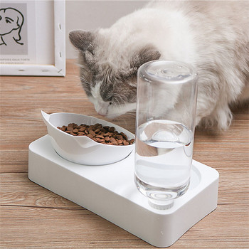 Πλαστικά κύπελλα νερού και φαγητού Gravity για γάτες Ανυψωμένα μπολ για γάτες Ανυψωμένο μπολ φαγητού για μικρά σκυλιά Γάτες Διπλά μπολ με κλίση Τροφοδότης κατοικίδιων ζώων