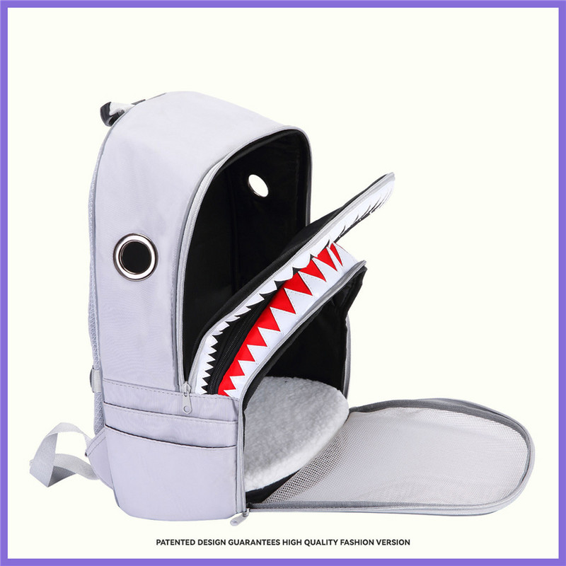 Σακίδια πλάτης μόδας για γάτες Αξεσουάρ Shark Print Cool carrier για προϊόντα ταξιδιού για γάτες Αναλώσιμα κατοικίδιων με φερμουάρ Διχτυωτές τσάντες που αναπνέουν