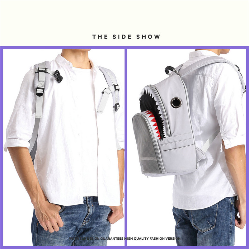 Σακίδια πλάτης μόδας για γάτες Αξεσουάρ Shark Print Cool carrier για προϊόντα ταξιδιού για γάτες Αναλώσιμα κατοικίδιων με φερμουάρ Διχτυωτές τσάντες που αναπνέουν