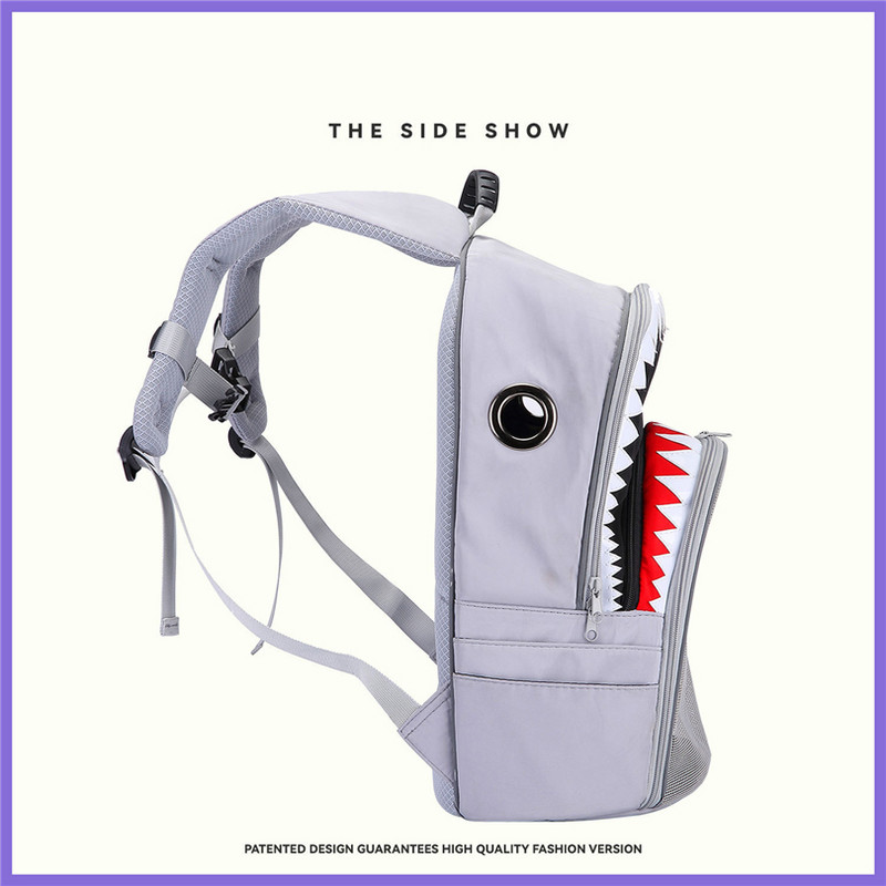 Σακίδια πλάτης μόδας για γάτες Αξεσουάρ Shark Print Cool carrier για προϊόντα ταξιδιού για γάτες Αναλώσιμα κατοικίδιων με φερμουάρ Διχτυωτές τσάντες που αναπνέουν