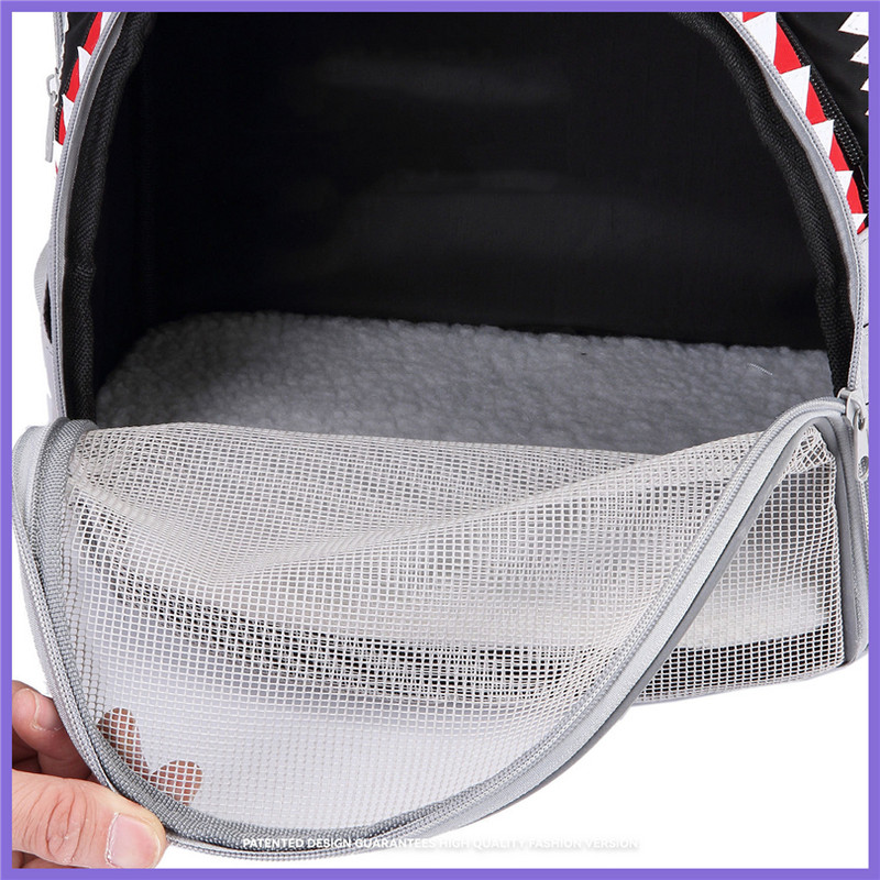 Σακίδια πλάτης μόδας για γάτες Αξεσουάρ Shark Print Cool carrier για προϊόντα ταξιδιού για γάτες Αναλώσιμα κατοικίδιων με φερμουάρ Διχτυωτές τσάντες που αναπνέουν