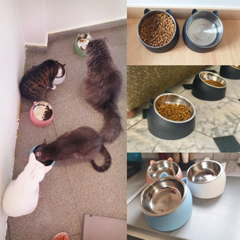 Μπολ για σκύλους γάτας 15 μοιρών ανυψωμένο από ανοξείδωτο ατσάλι, αντιολισθητική βάση κουταβιού, τροφή για γάτες, πόσιμο νερό, τροφοδοσία με κλίση ασφαλείας λαιμού, μπολ για κατοικίδια