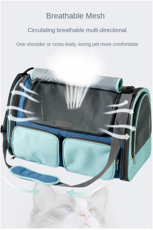 Nou stil fierbinte, culoare contrastantă, geantă pentru animale de companie, respirabilă, portabilă, portabilă, pentru pisici, geantă pentru câini încrucișată japonez și coreean