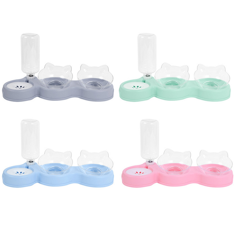 Bol pentru pisici pentru animale de companie Hrănitor automat pentru câini castron cu hrană pentru pisici cu fântână de apă castron dublu pentru băut cu suport ridicat Boluri pentru pisici