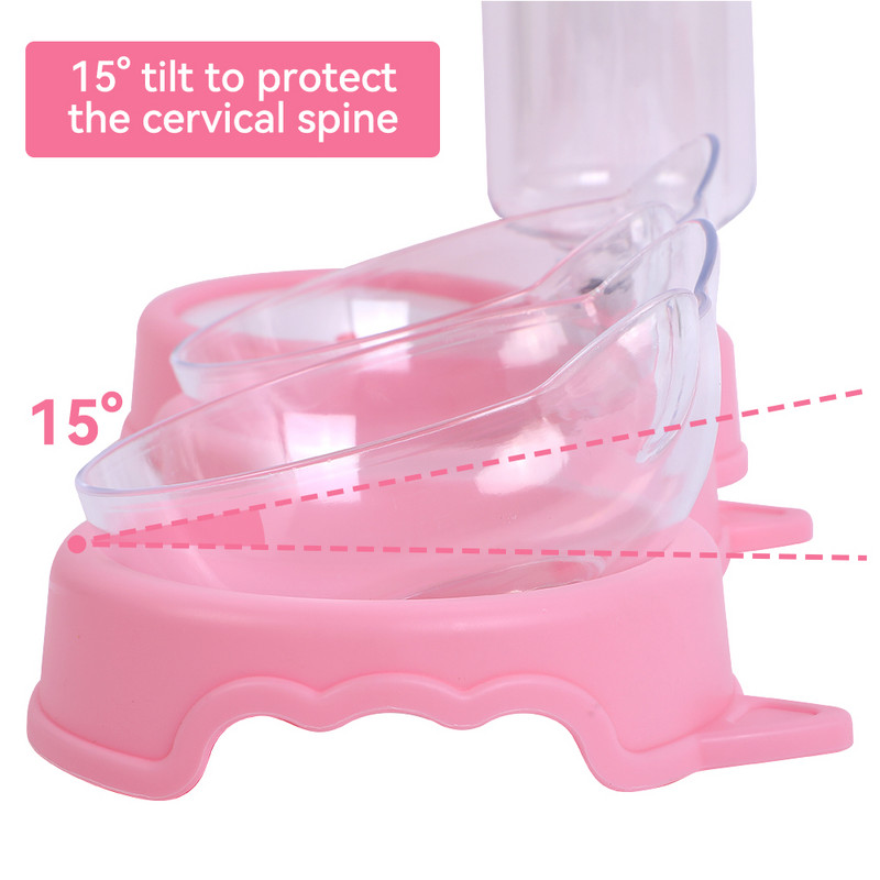 Bol pentru pisici pentru animale de companie Hrănitor automat pentru câini castron cu hrană pentru pisici cu fântână de apă castron dublu pentru băut cu suport ridicat Boluri pentru pisici