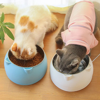 Μπολ για σκύλους γάτας 15 μοίρες ανυψωμένο από ανοξείδωτο ατσάλι Μπολ για γάτα Ασφαλής λαιμός κουταβιού τροφοδότης κατοικίδιων ζώων Αντιολισθητικό μπολ με τροφή για γάτες κατά την πρόσκρουση