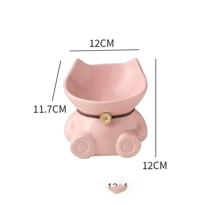 Nova zdjela za mačke za kućne ljubimce Keramička zdjela za hranu Kosa usta Zdjela za psa Posuda za piće za mačke Visoka zaštita za noge Vratni kralješci Pijenje za mačke