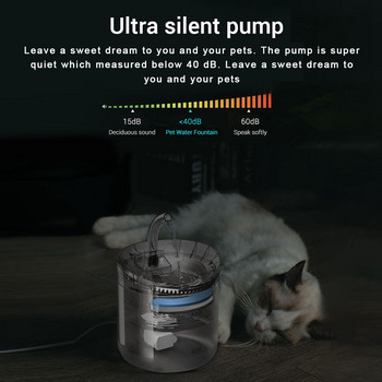 Cat Dog Water Fountain Filter Automatic Sensor Drinker for Cats Feeder Pet Water Dispenser Auto Drinking Fountain 2L για κατοικίδια