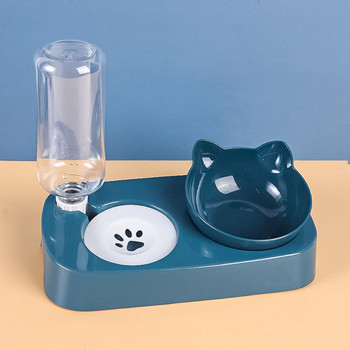 Διπλά μπολ για γάτες με βάση αυτόματης αποθήκευσης νερού Μπολ για σκύλους για κατοικίδια 2 σε 1 Τροφοδότης μπολ δοχείων νερού