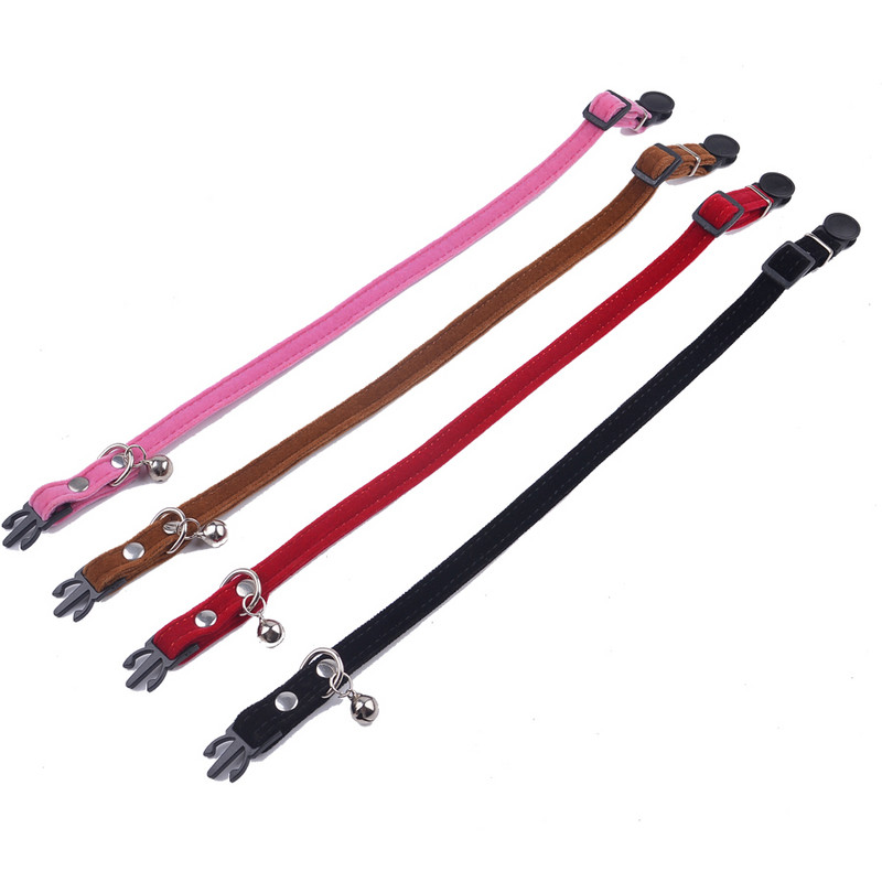 Kiiresti vabastatav kassi kaelarihm väikeste kellukestega Pehme seemisnahast materjal Reguleeritav lemmiklooma kaelakee suurus XS S Punane roosa pruun must värvid