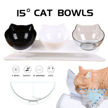 Αντιολισθητικό μπολ τριπλής γάτας με βάση 15 Κεκλιμένο δοχείο τροφοδοσίας σκύλων Υψηλό υπερυψωμένο δοχείο για τροφοδοσία κατοικίδιων ζώων Μπολ για σνακ για ποτό Χαριτωμένο προϊόν