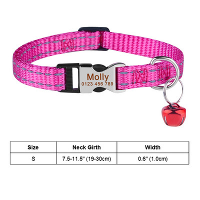 Guler personalizat pentru pisoi, guler reglabil cu nailon gravat pentru pisici, consumabile pentru pisici, mic, mediu, mare, guler pentru pisici, produse unisex pentru animale de companie