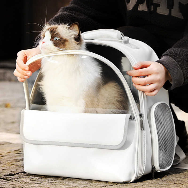 Kassi seljakott hingav kassikandja läbipaistev seljakott kassidele reisimiseks kaasaskantav lemmikloomakandja seljakotid PU nahast lemmiklooma seljakotid