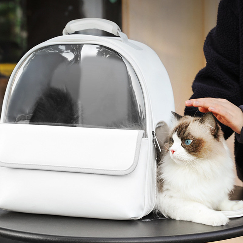 Kassi seljakott hingav kassikandja läbipaistev seljakott kassidele reisimiseks kaasaskantav lemmikloomakandja seljakotid PU nahast lemmiklooma seljakotid