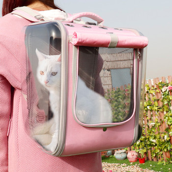 Τσάντες μεταφοράς γάτας PVC για εξωτερικούς χώρους ταξιδιού μεγάλης χωρητικότητας Αναπνεύσιμες διαφανείς θήκες για κατοικίδια Σακίδιο πλάτης Φορητά κουφώματα Προμήθειες για κατοικίδια
