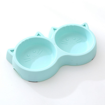 Dvostruka zdjela za mačku kućnog ljubimca Ekološki PP materijal u obliku lica mačke s crtanim likom Zdjela za hranjenje vode i hrane Neklizajuća hranilica za štene i mačku